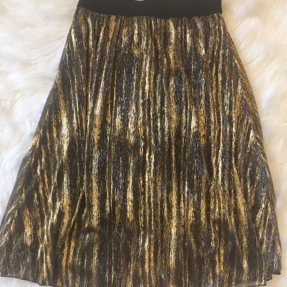 Lularoe Jill Chiffon Lined Skirt black/gold